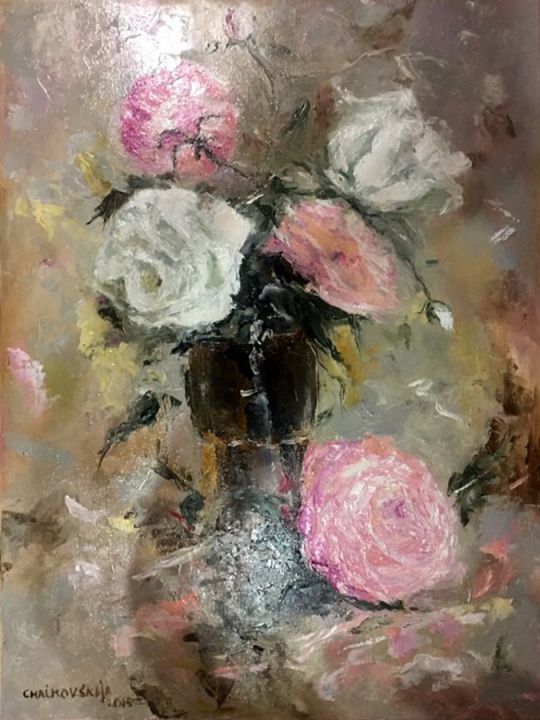 Roses in Clay Vase