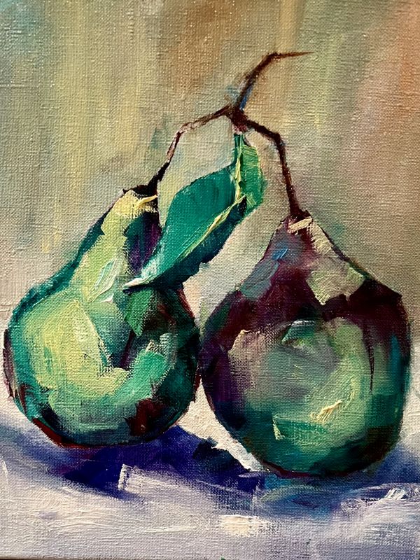 Abstract pears painting by Svetlana Caikovska