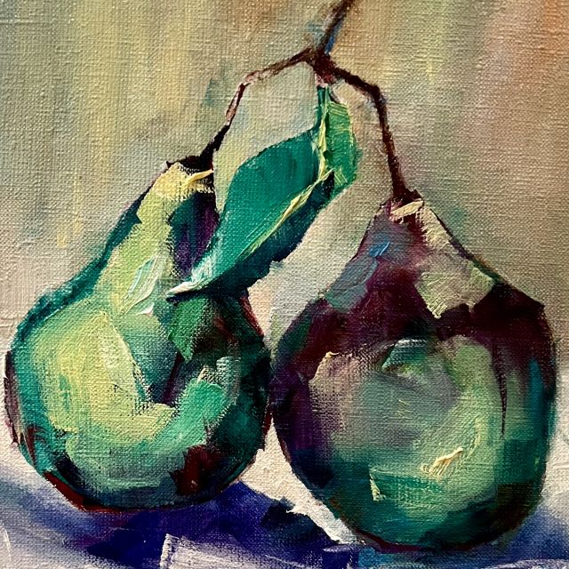 Abstract couple pears painting by Svetlana Chaikovska